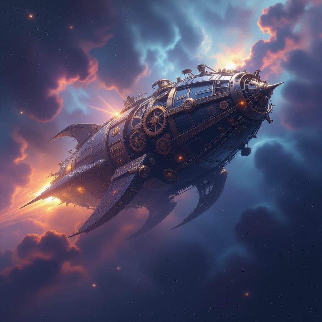 Clockwork Leviathan Emerges From Cosmic Nebula