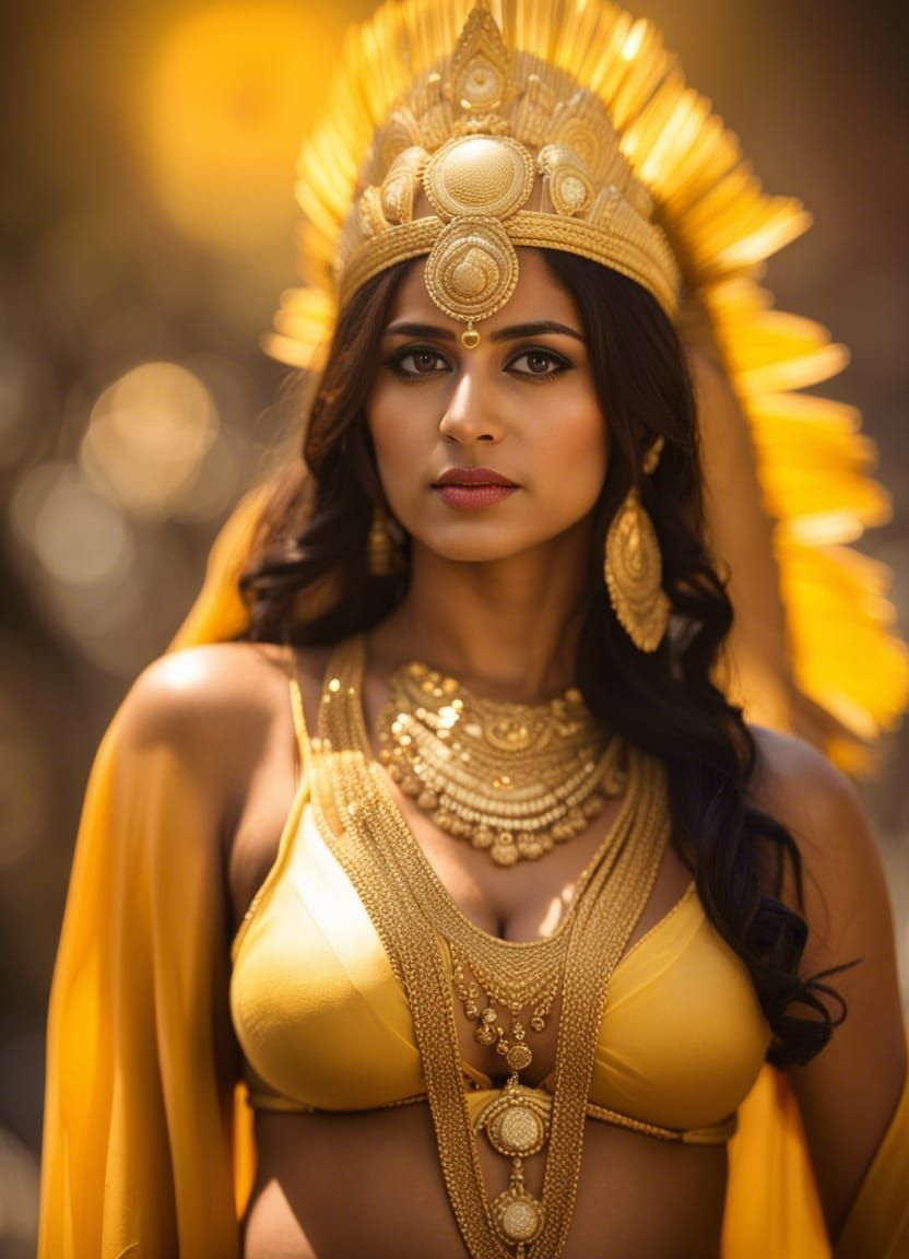Indian Sun Goddess with Golden Spear