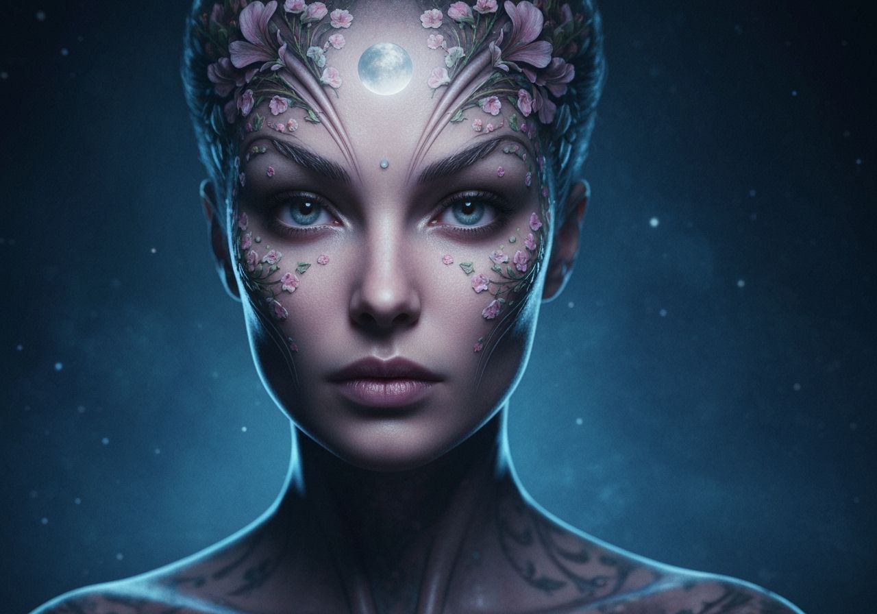 Alien Woman in Cosmic Sci-Fi Matte Painting