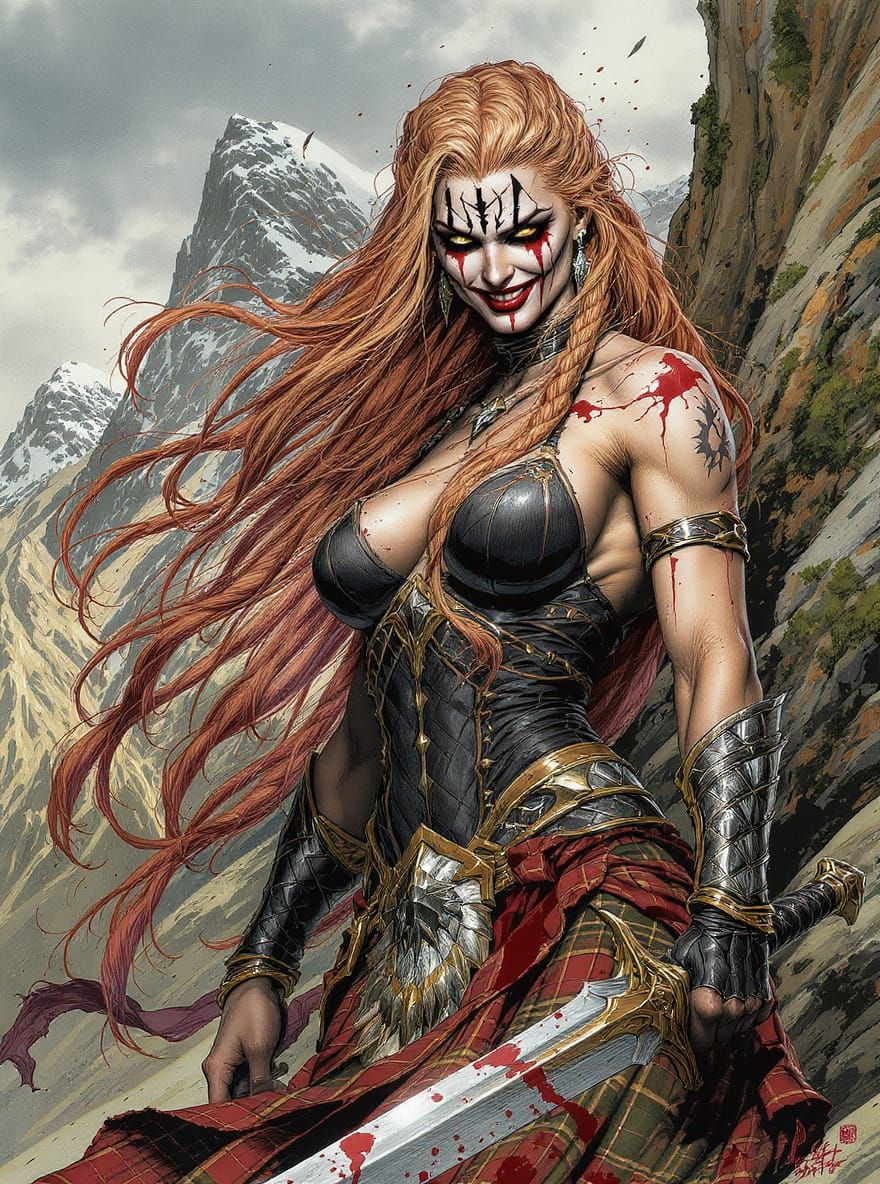Barbarian Woman Portrait in Hyperrealistic Comic Style
