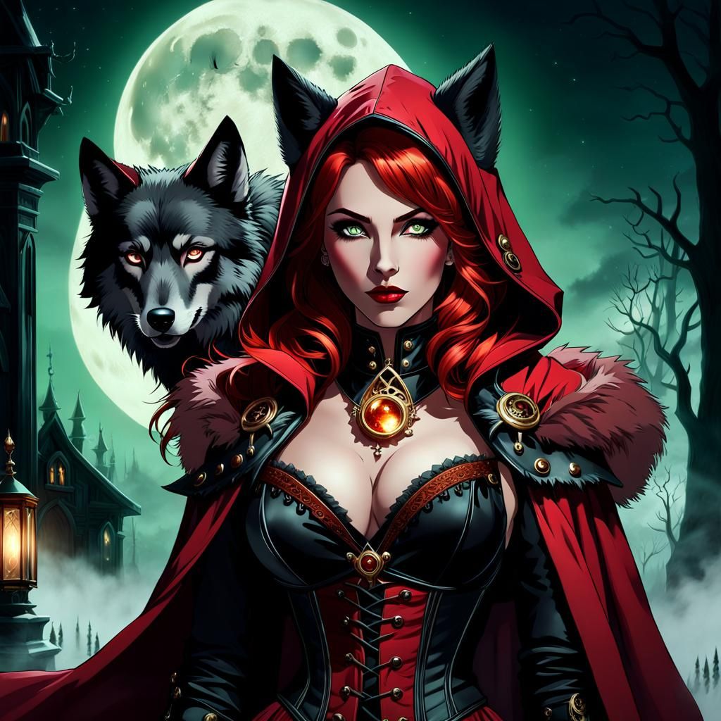Steampunk Red Riding Hood and the Clockwork Wolf