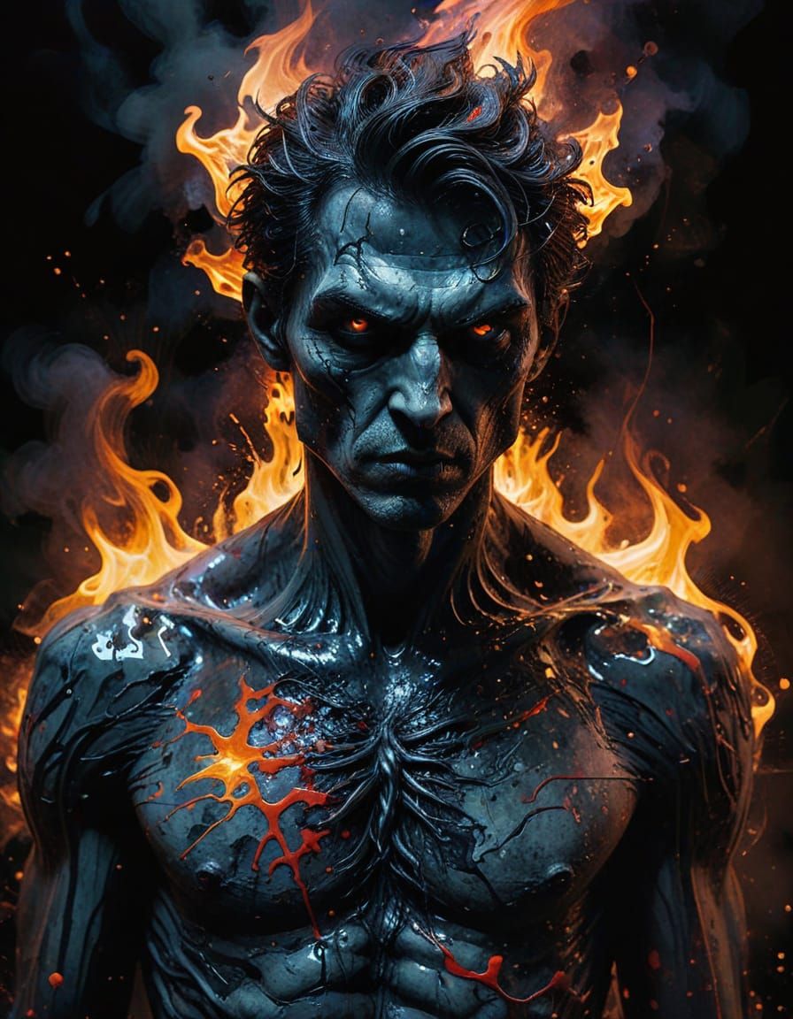 Ethereal Vampire in Swirling Ink Splatter