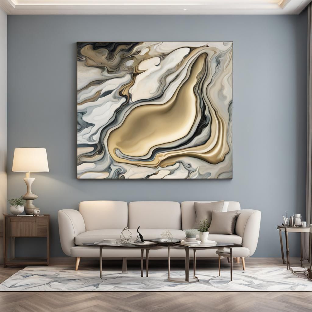 Surreal Marble Wall Art in Salvador Dali Style