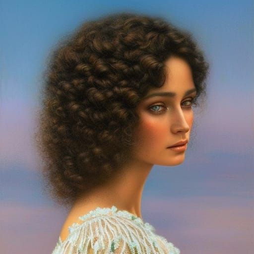 Detailed Portrait of a Beautiful Greek Woman in Matte Painti...