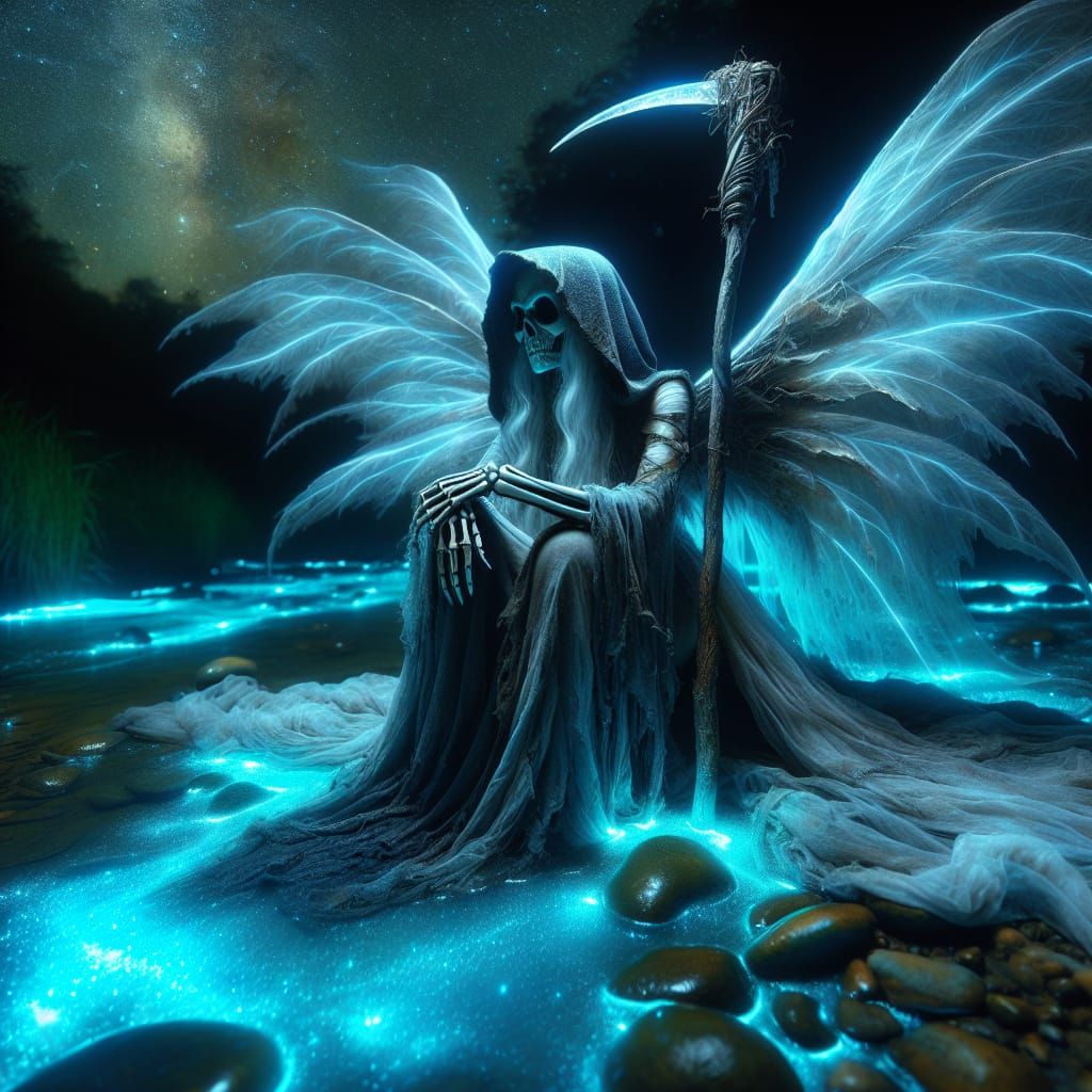 Ethereal Grim Reaper Fairy by Bioluminescent River