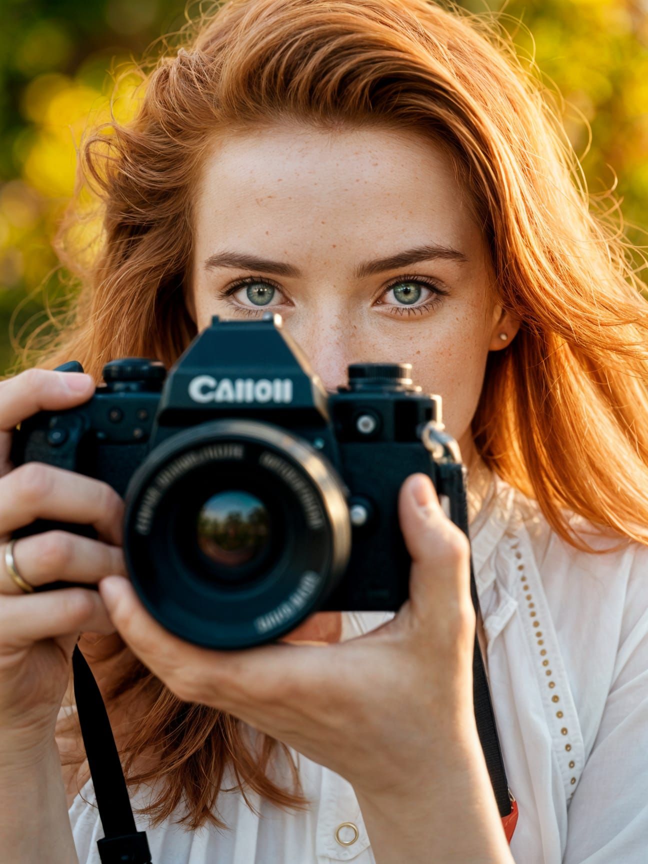 Serene Moment of a Photographer Captured in Warm Light
