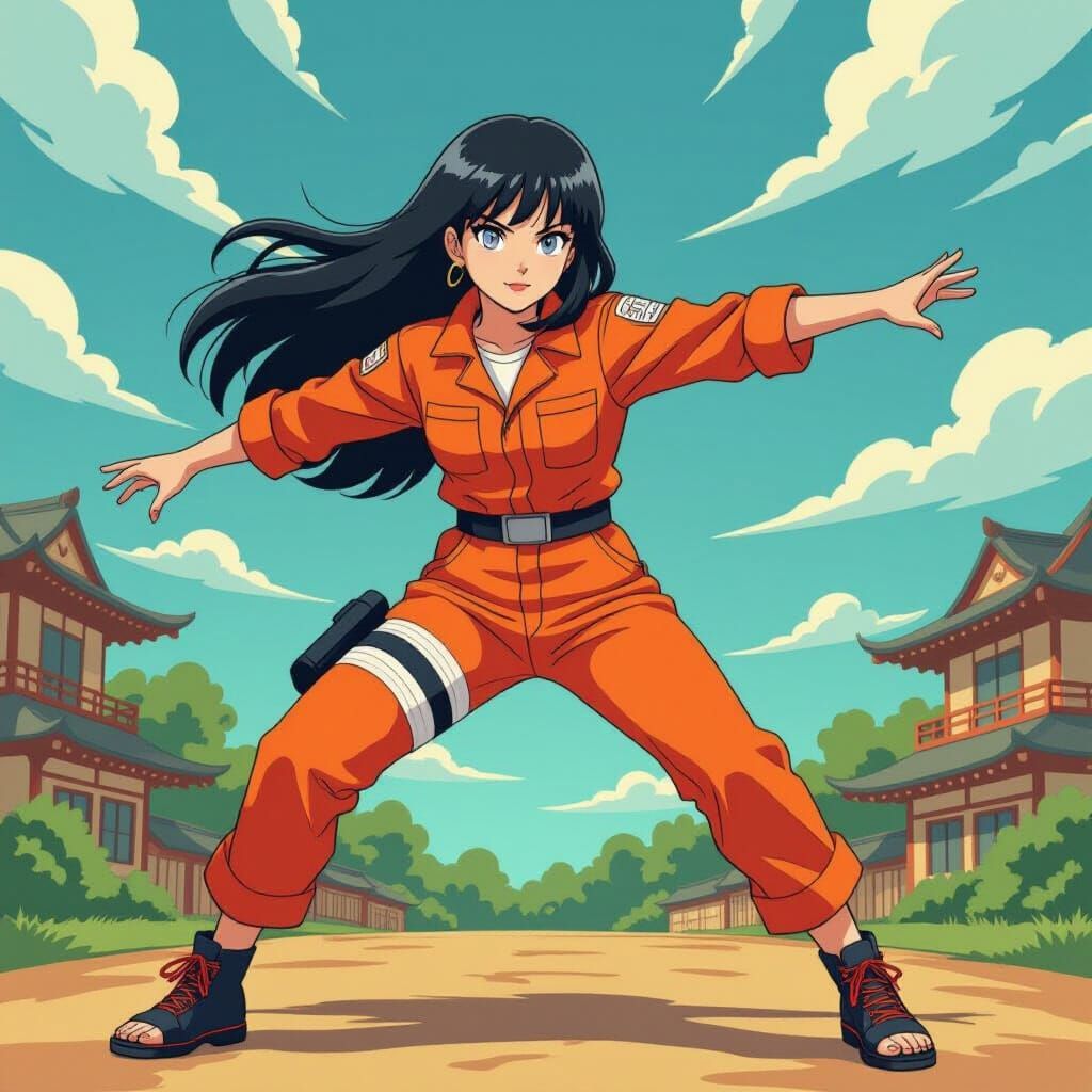 Hinata Hyuuga in Hanna Barbera Cartoon Style