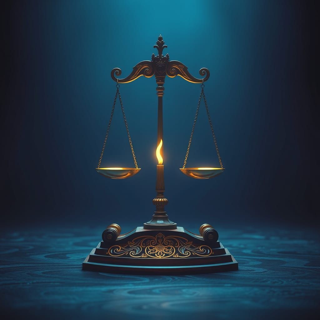 Majestic Scales of Justice in Ethereal Glow