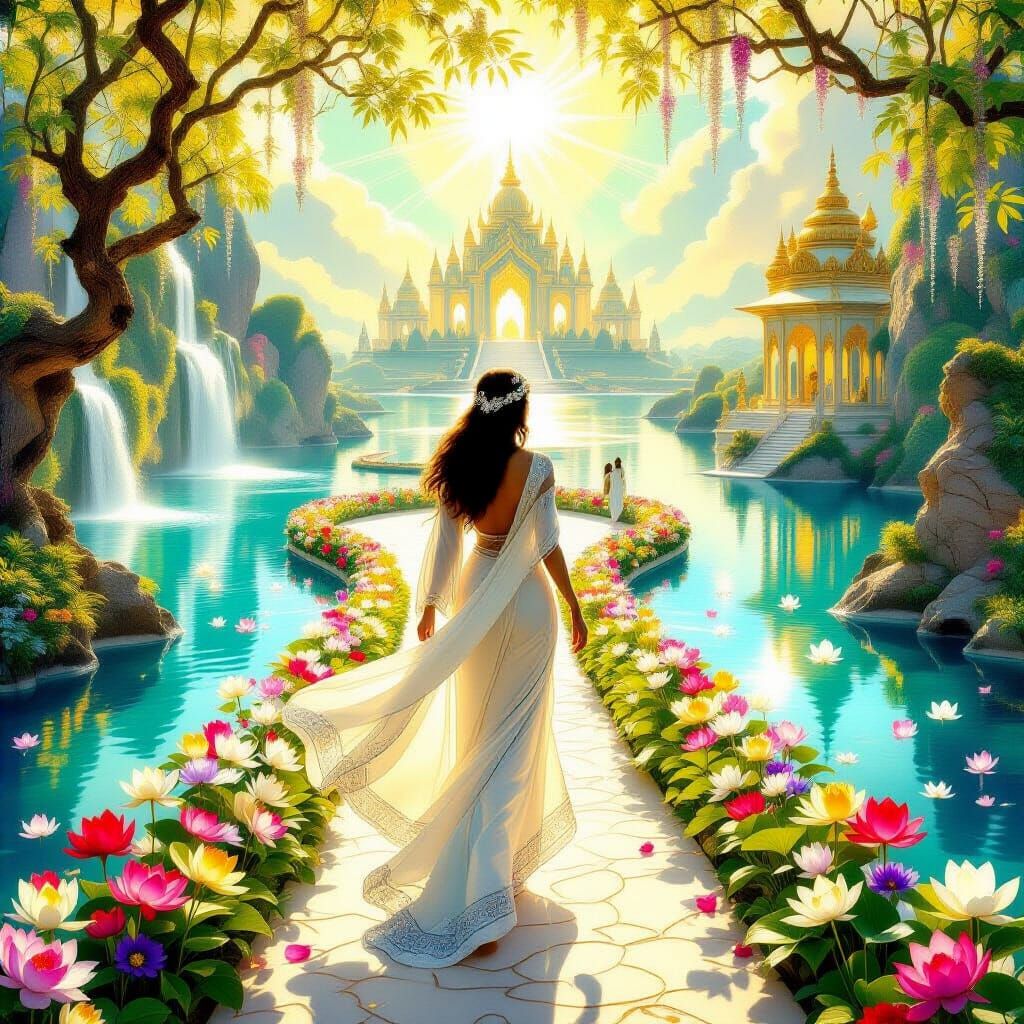 Radiant Gardens of Paradise in Art Nouveau Style