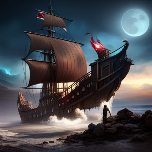 Detailed Vampire Pirate Concept Art in 8K