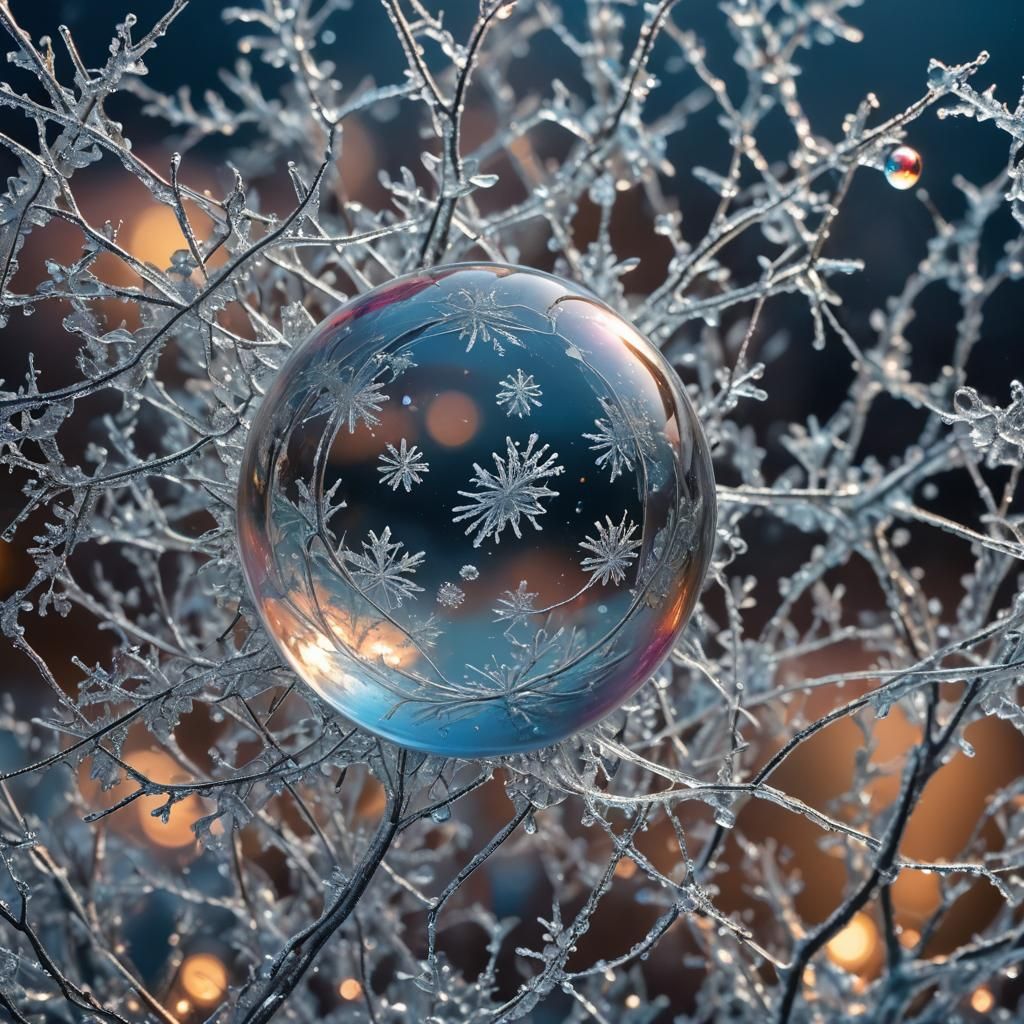 Frozen Soap Bubble with Ice Crystals: Concept Art