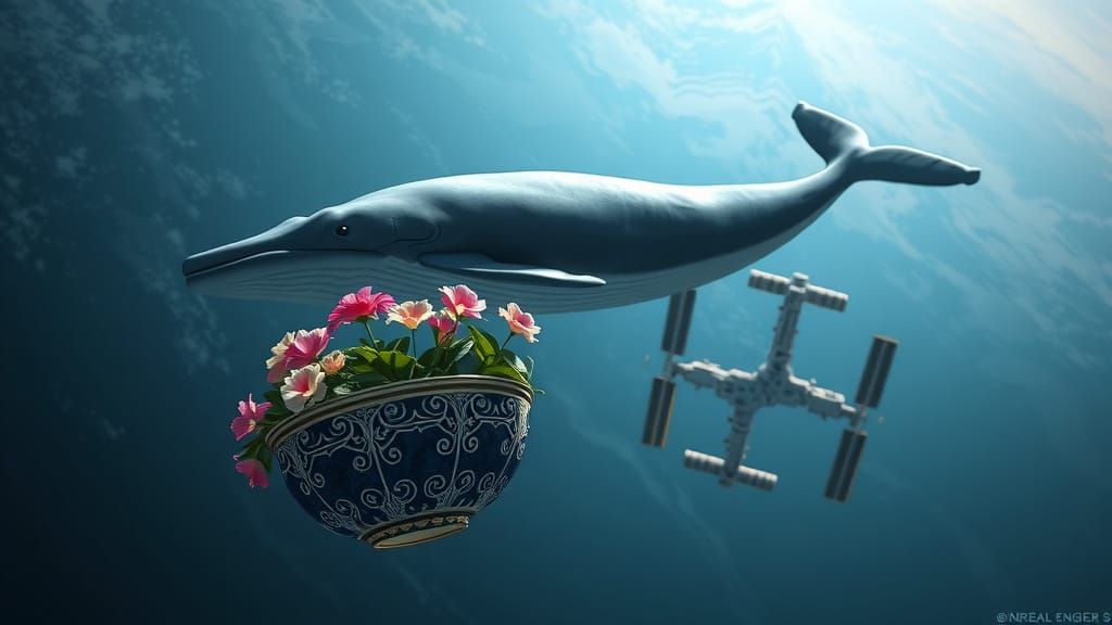 Humpback Whale & Petunias in Space Near ISS