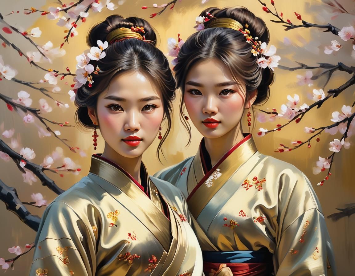 Asian Women Portrait with Bold Brushstrokes in Oil