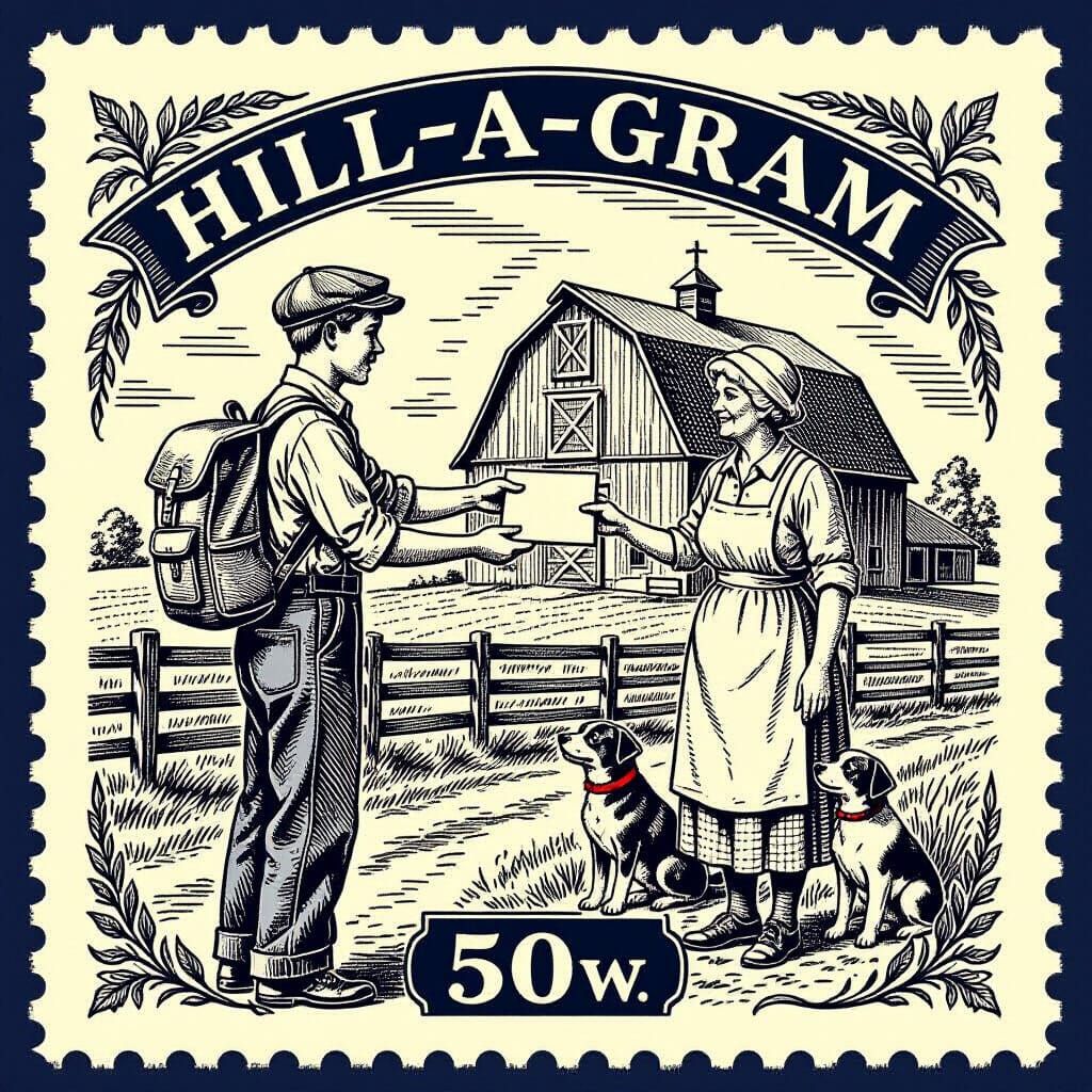 Vintage Telegram Delivery Stamp Art