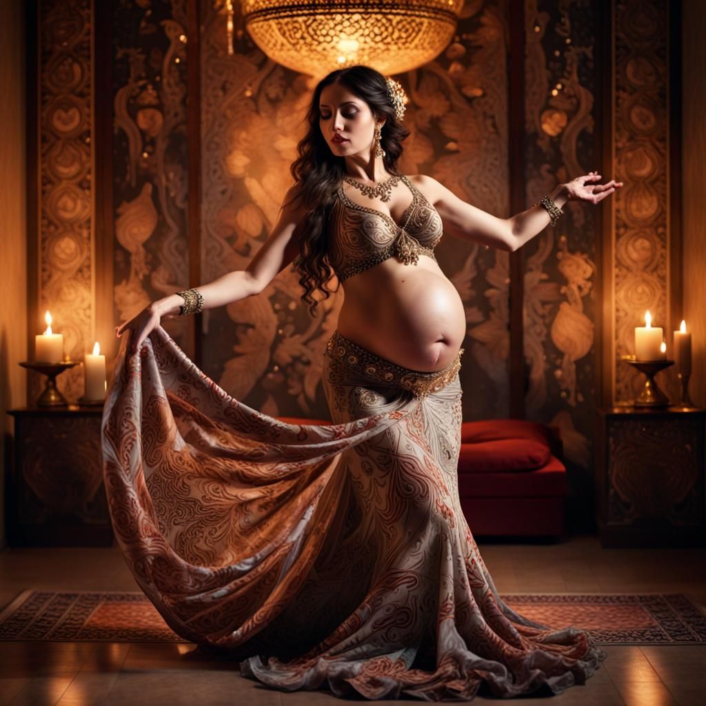 Pregnant Woman's Beautiful Belly Dance Performance