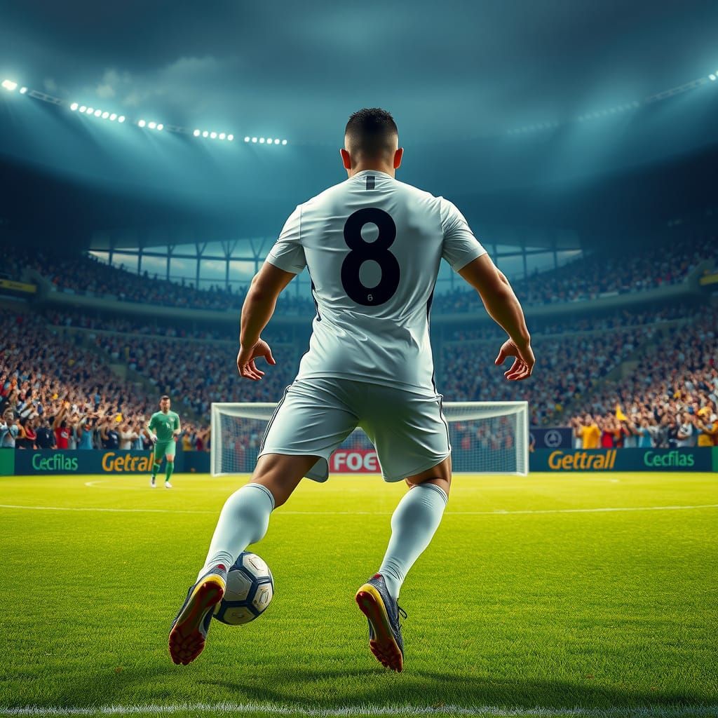 Hyper-Realistic Soccer Player in Mid-Kick