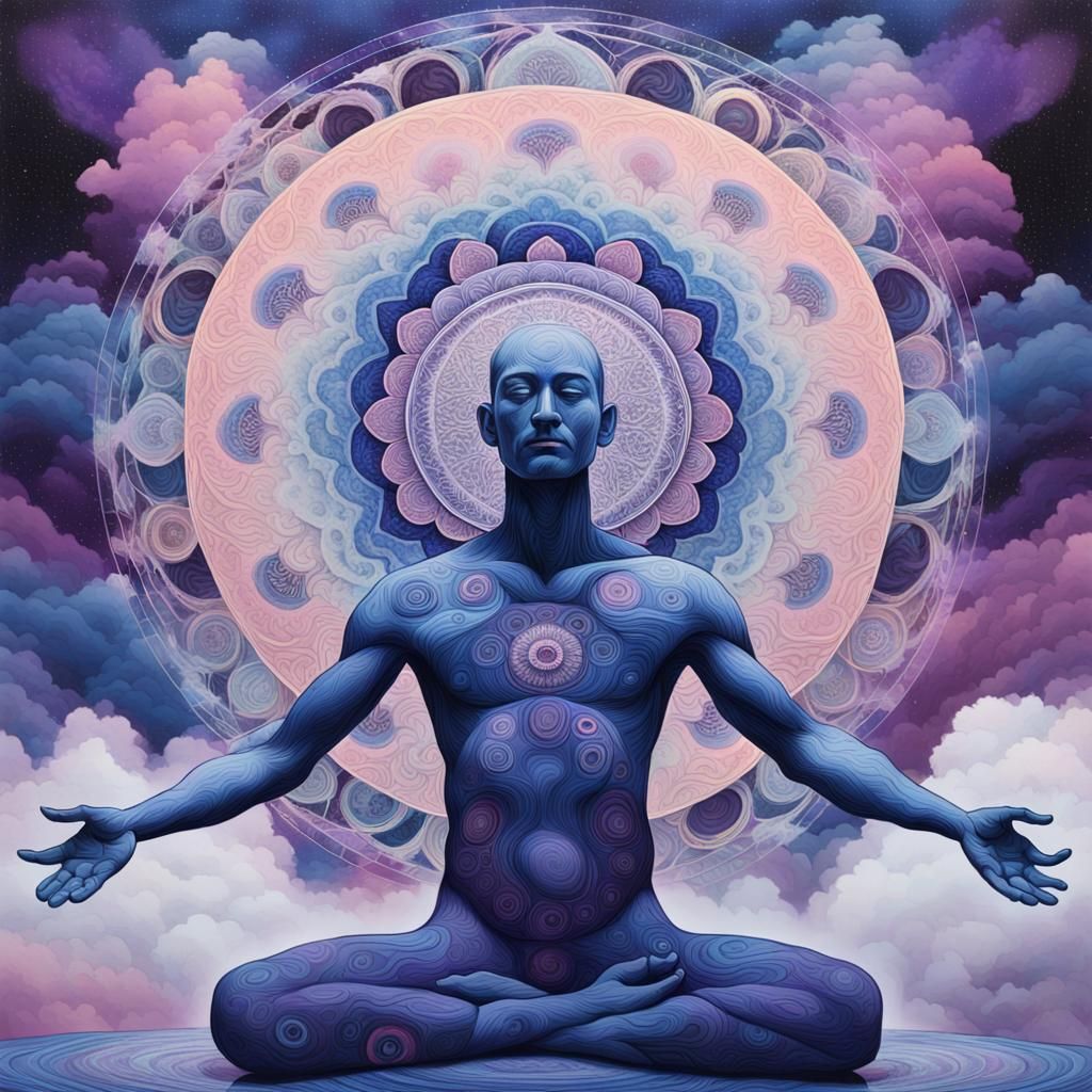 Serene Figure in Motion with Kaleidoscopic Radiance