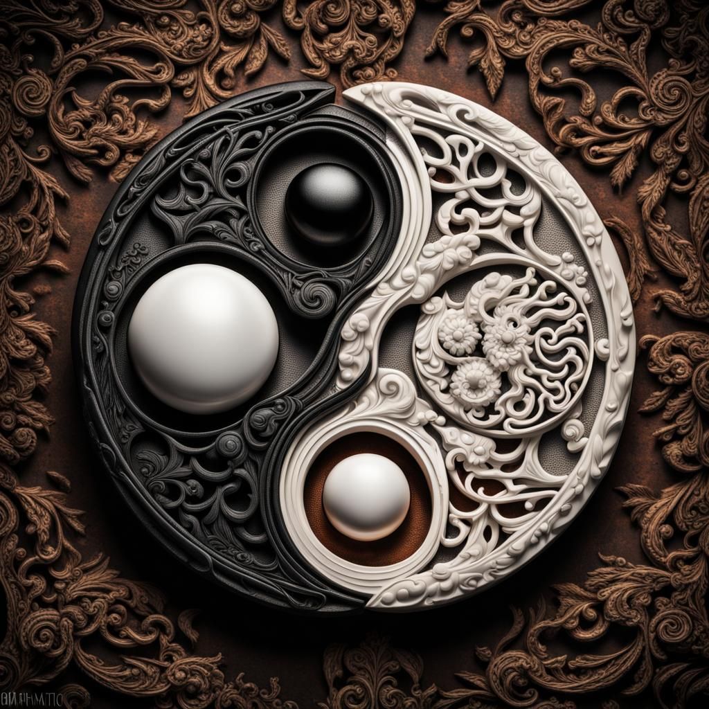 Detailed Hyperrealistic Yin Yang Symbol in HDR