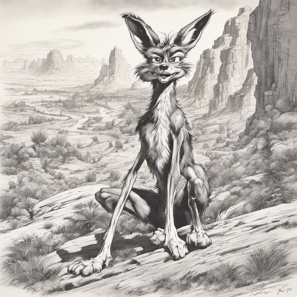 Wile E. Coyote in Hyperdetailed Comic Art