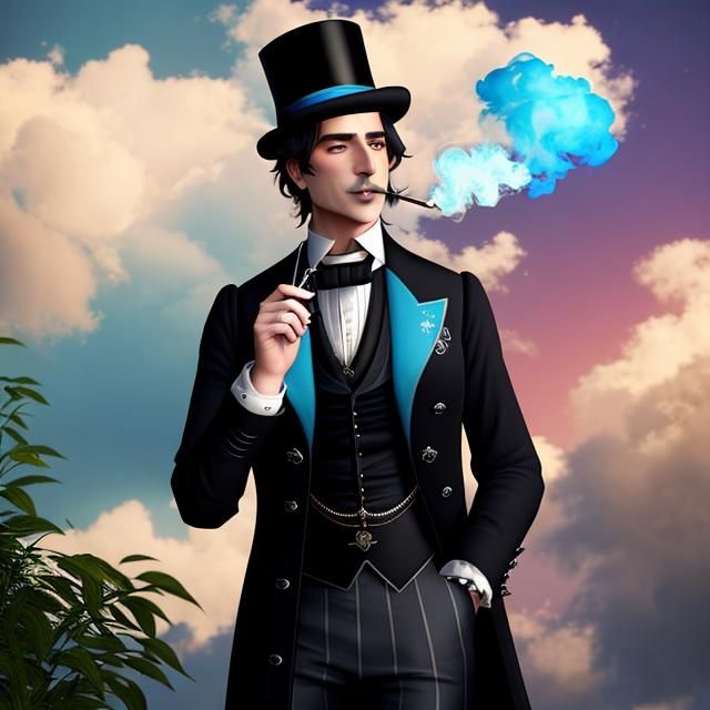 A Posh Egalitarian Victorian Society Gentlemen Smoking A Pip...