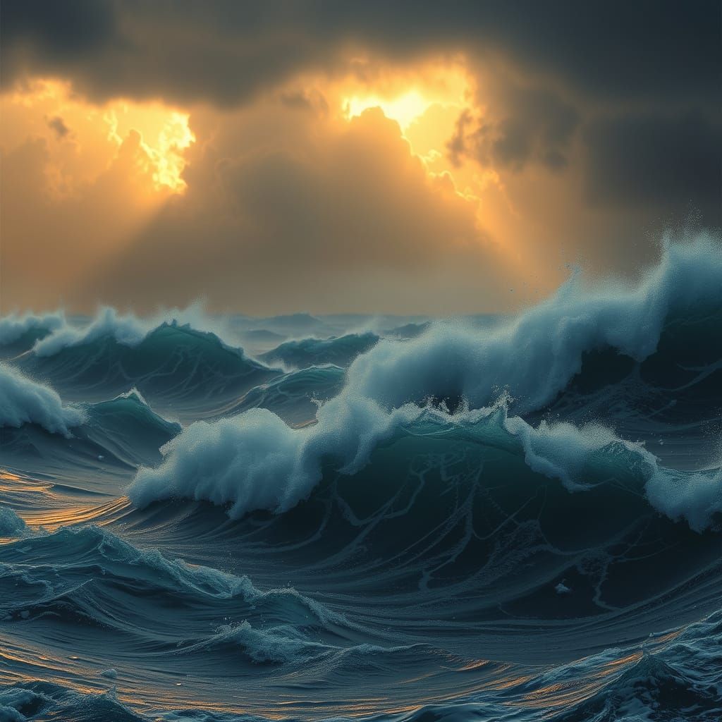 Majestic, Turbulent Ocean in Unreal Engine 5 Style