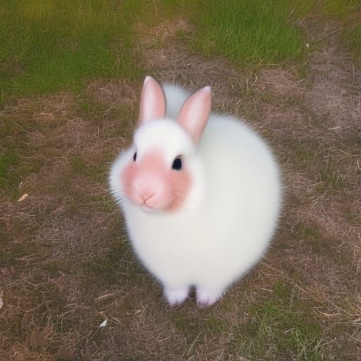 Cartoon Easter Bunny with Colorful Eggs