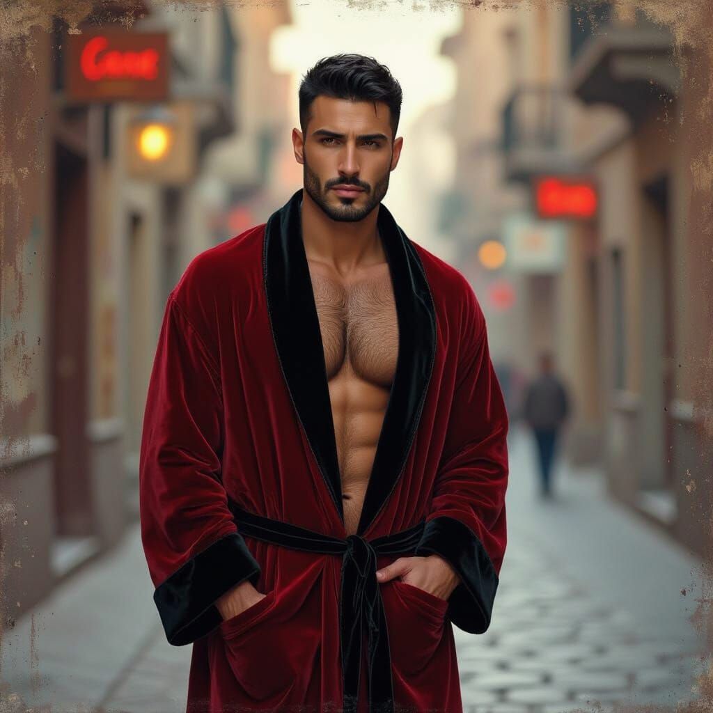 Sad Man in Velvet Robe, Impressionist Portrait