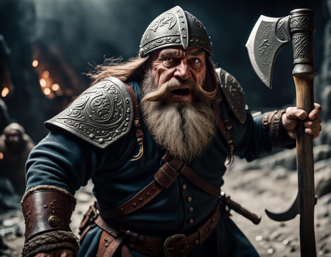Dwarf Warrior Battles in Moria: Cinematic Action Scene