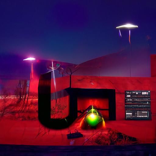 Alien UFO in Lightning Storm: Mechanical Radar Art