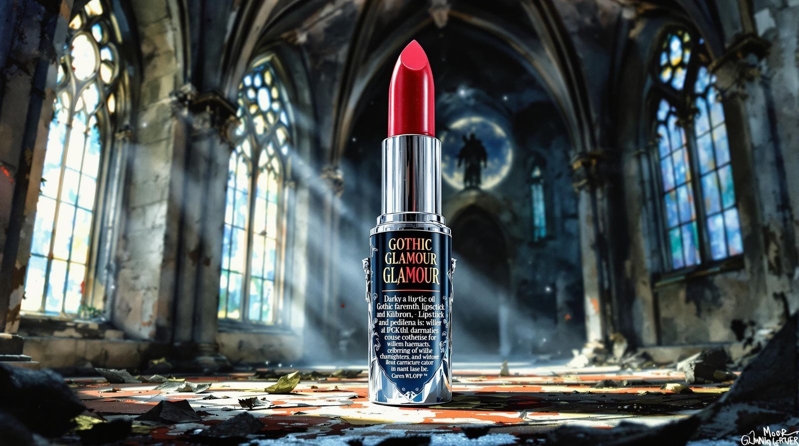 Ethereal Gothic Knight in Moonlit Cathedral