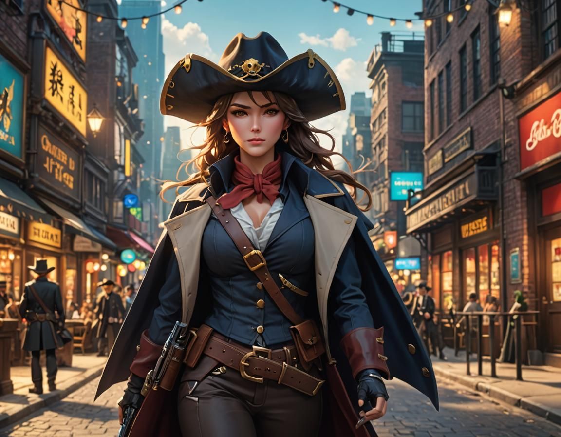 Vibrant Lady Detective Pirate Cowboy Masterpiece