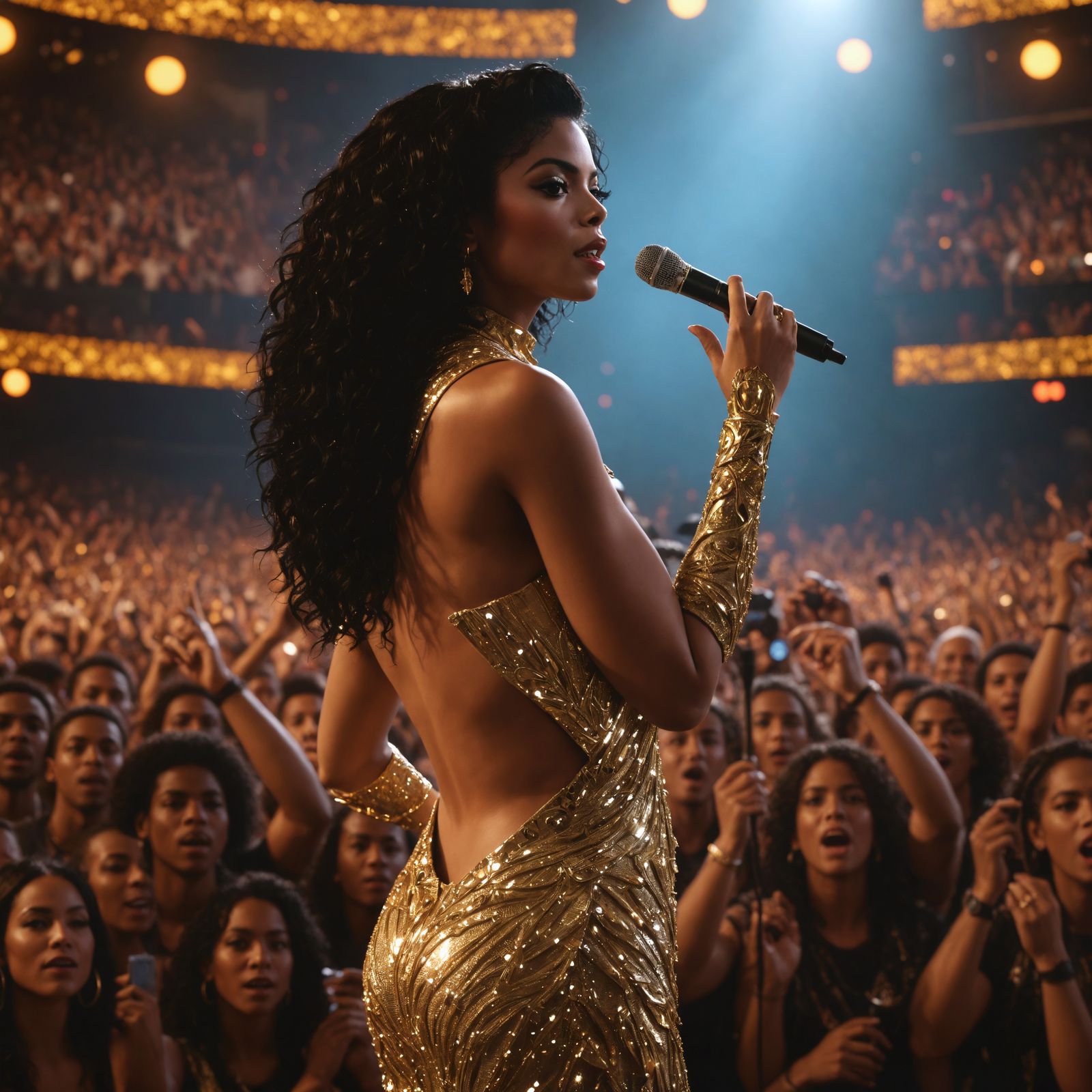 Singer on Stage in Detailed Digital Painting