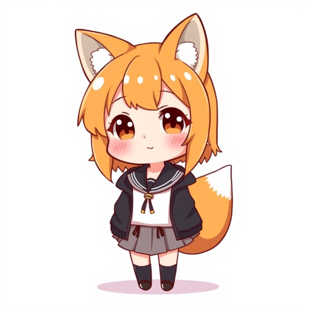 Cute Fox Girl with Chibi Art Style and Kawaii Aesthetic