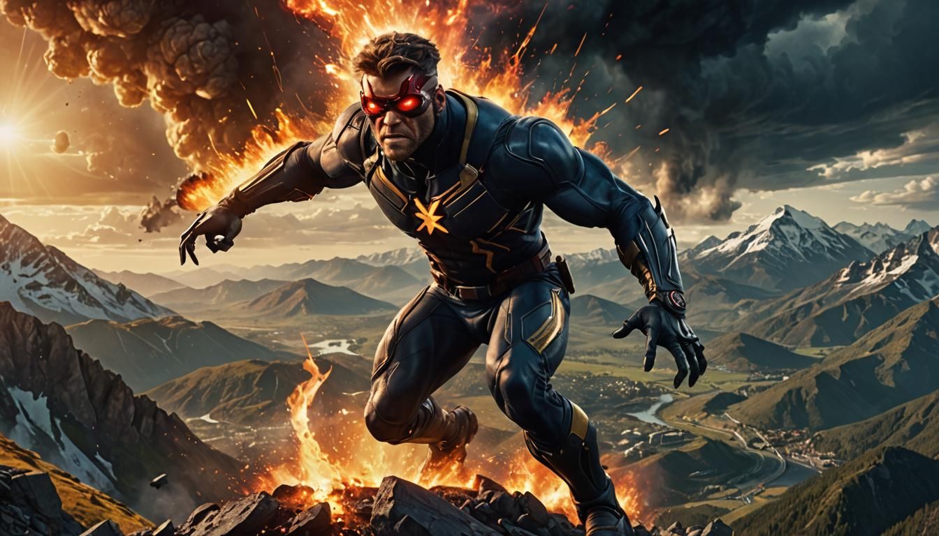 Cyclops Unleashes Optic Blast in Epic Digital Painting