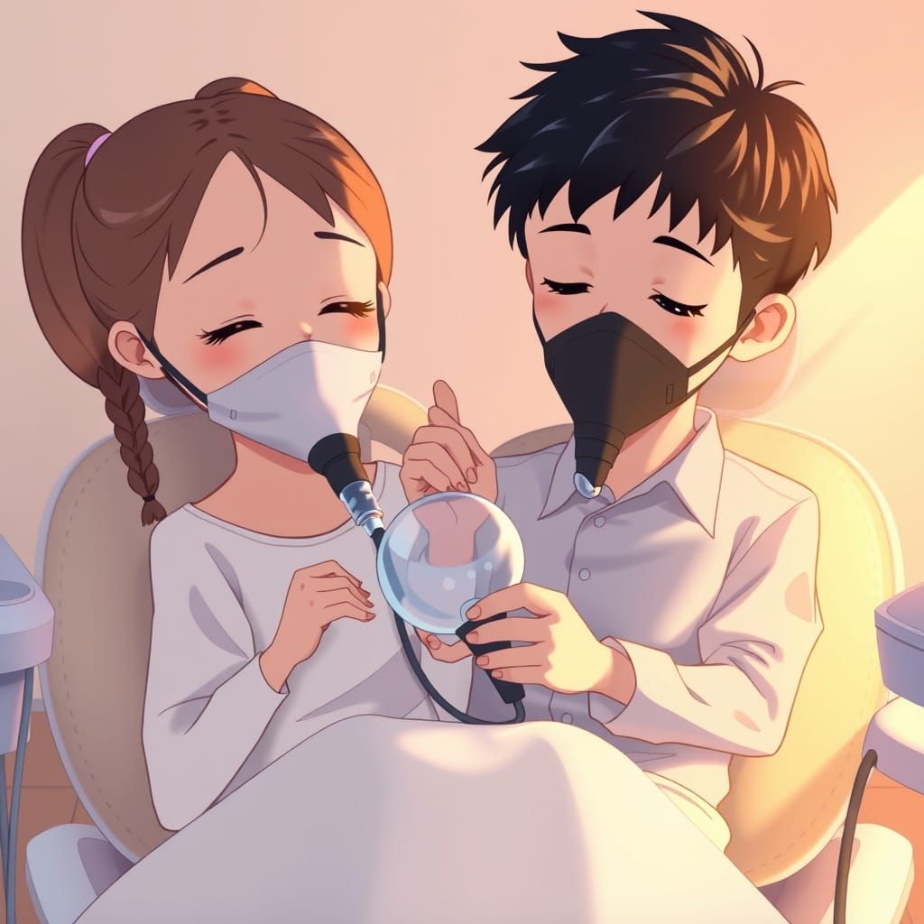 Anime Illustration: Children Undergoing Sedation Dentistry