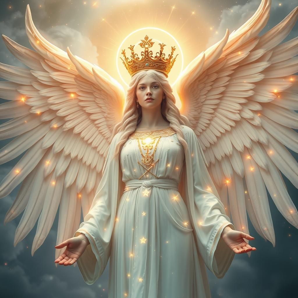 Regal Virgo Angel in Celestial Cosmos