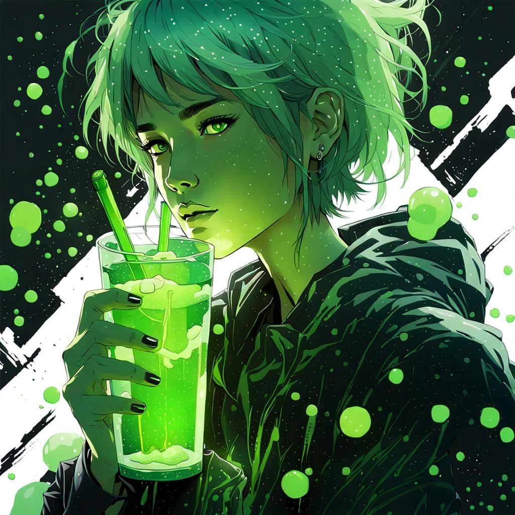 Lime Goddess Constellation with Glowing Drink
