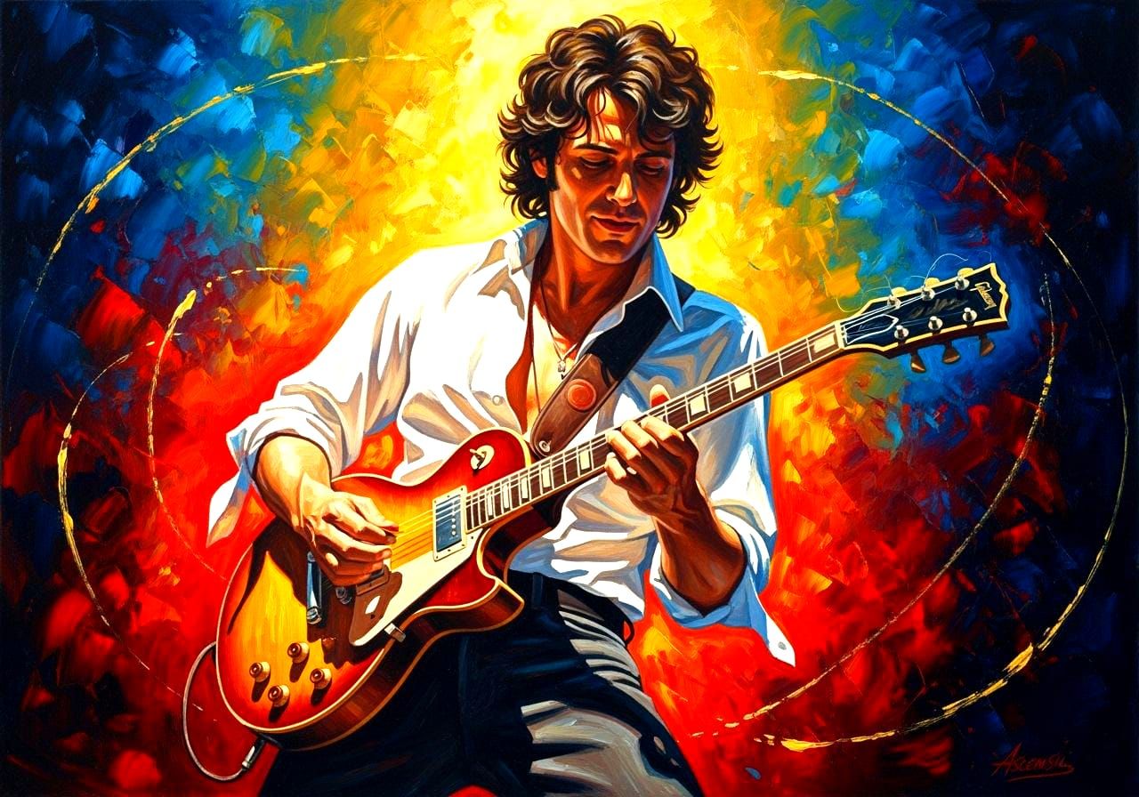 Ascensio Painting: Guitarist Playing Blues