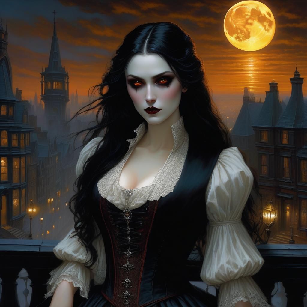 Victorian Gothic Vampire Girl in Gaslight Street