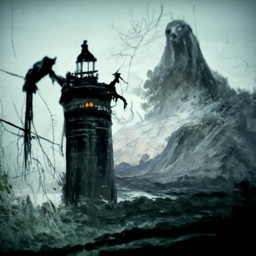 Gothic Horror Lighthouse in the Style of Doré