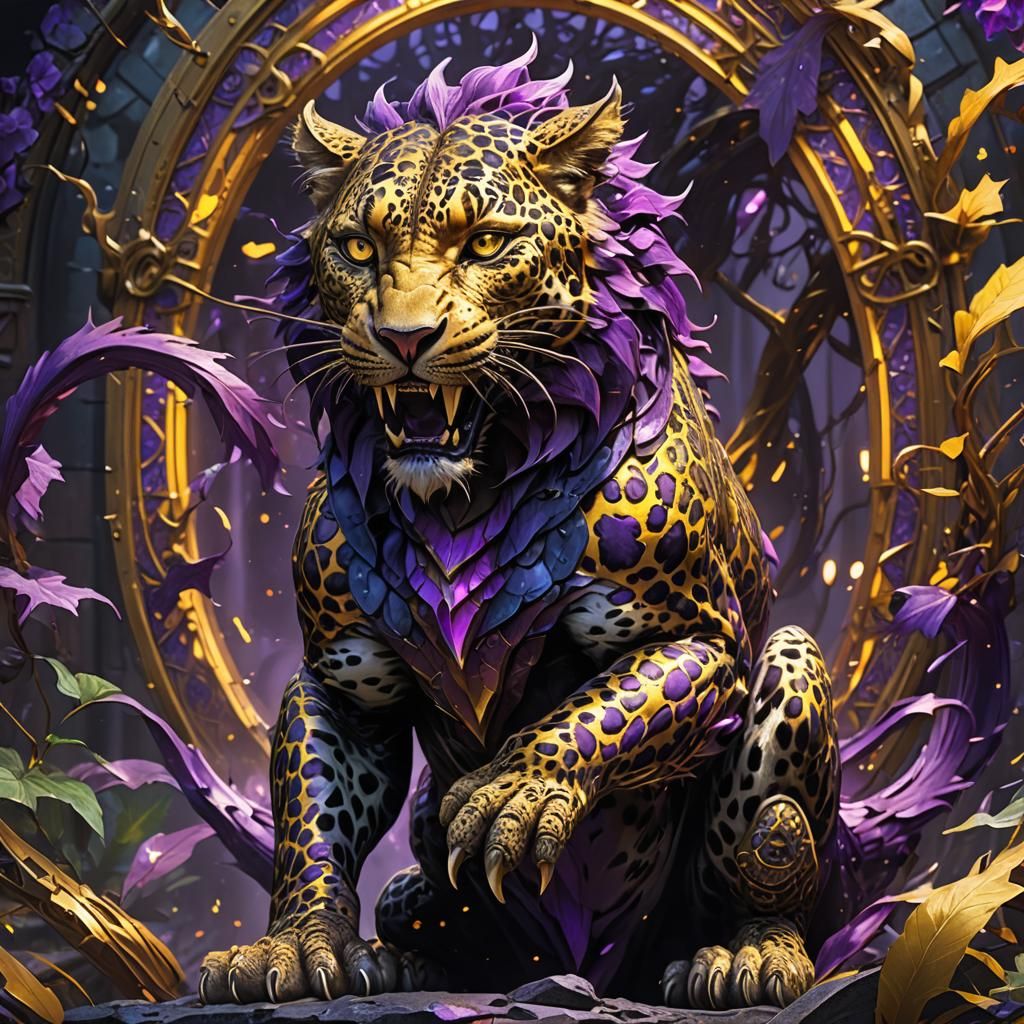 Magic Dragon-Leopard in Dark Fantasy Style