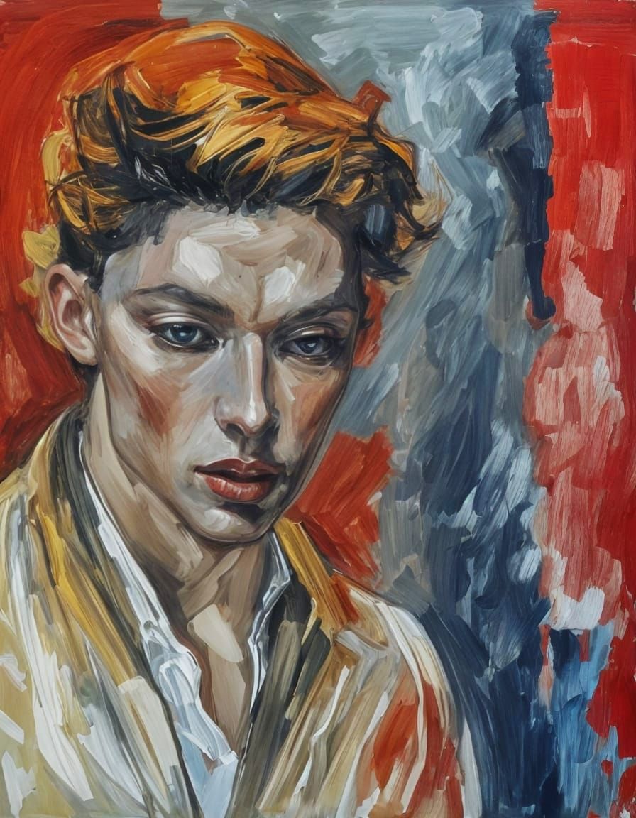 Expressive Portrait in Vibrant, High Contrast