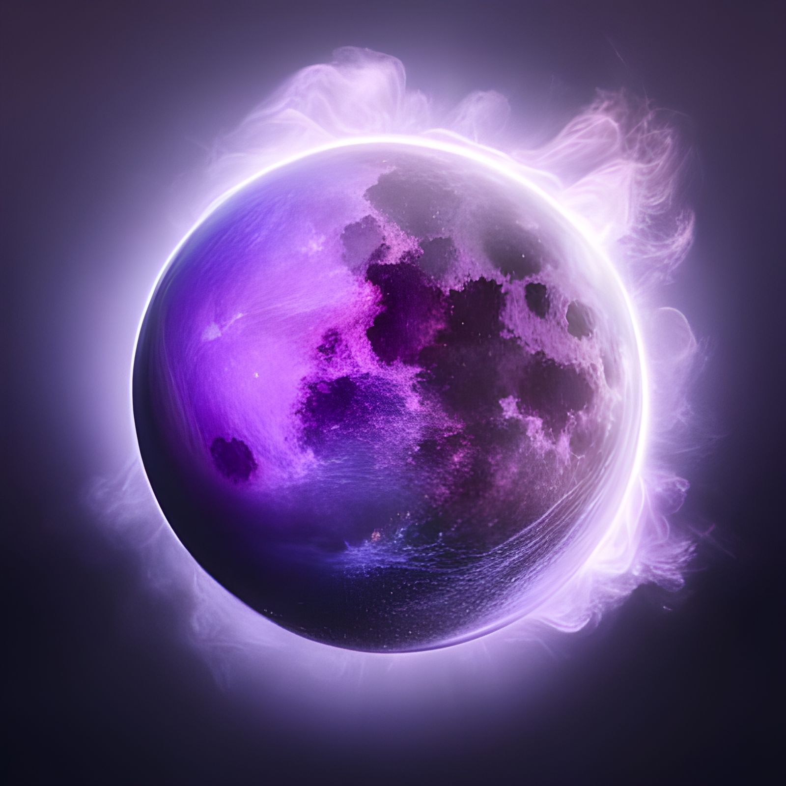 Hyperrealistic Purple Moon with Cosmic Energy