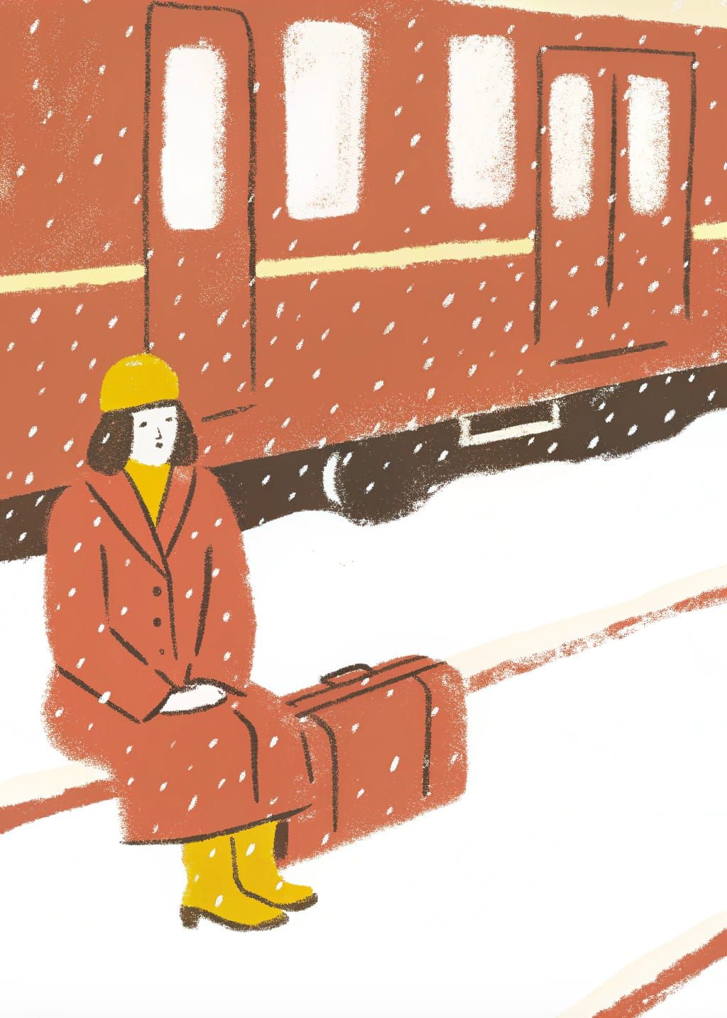 Nostalgic Winter Train Scene in Rockwell Style