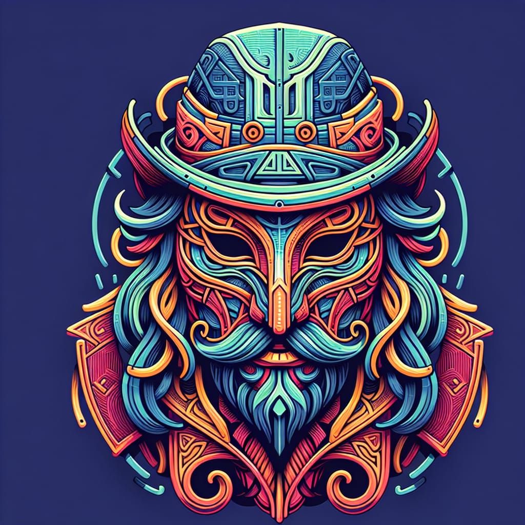 Celtic Mask Portrait in 3D Shading Style