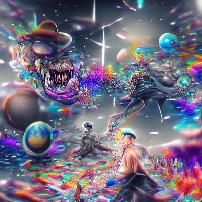Holographic Astral Cosmic Illustration of Madness World