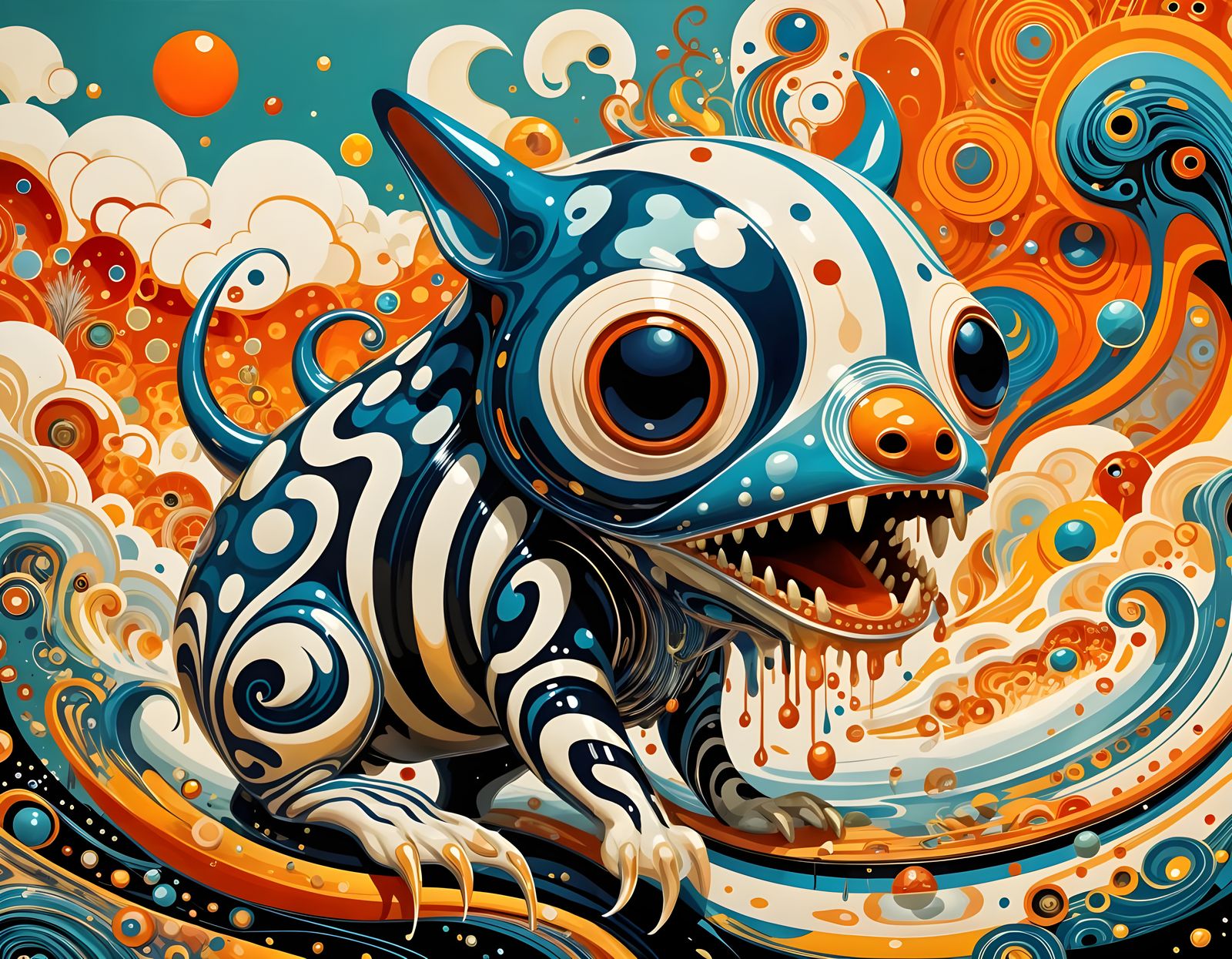 Melting Creature in Pop Surrealist Dreamscape