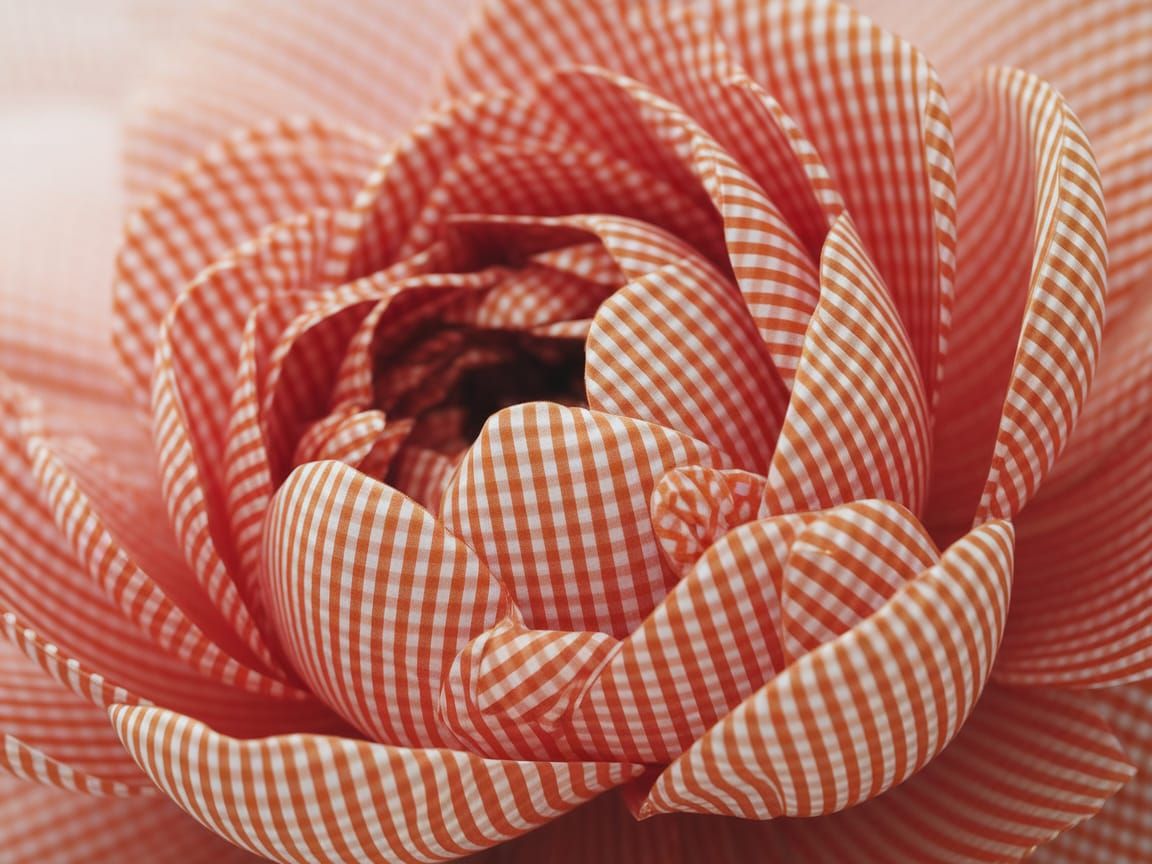 Elegant Orange Blossom in Gingham Print