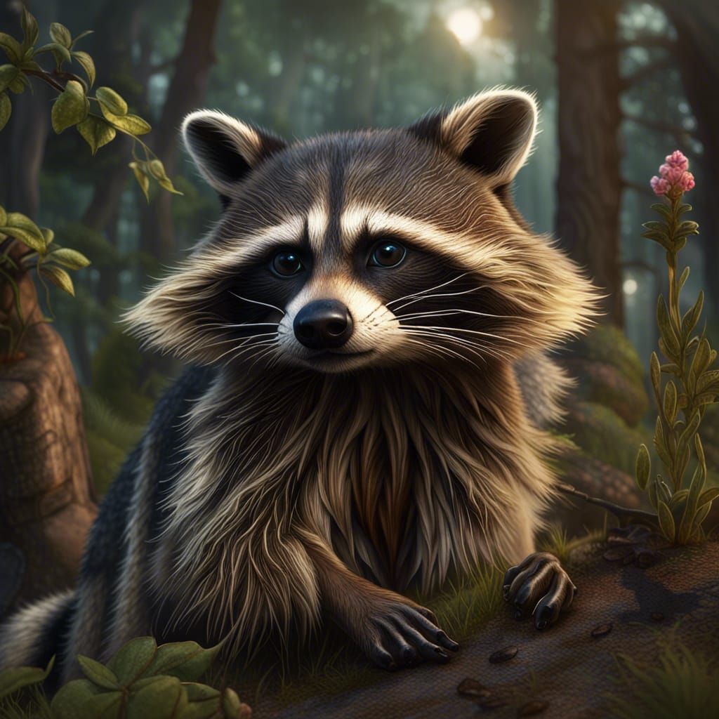 Hyperrealistic Raccoons in Ominous Detailed Scene