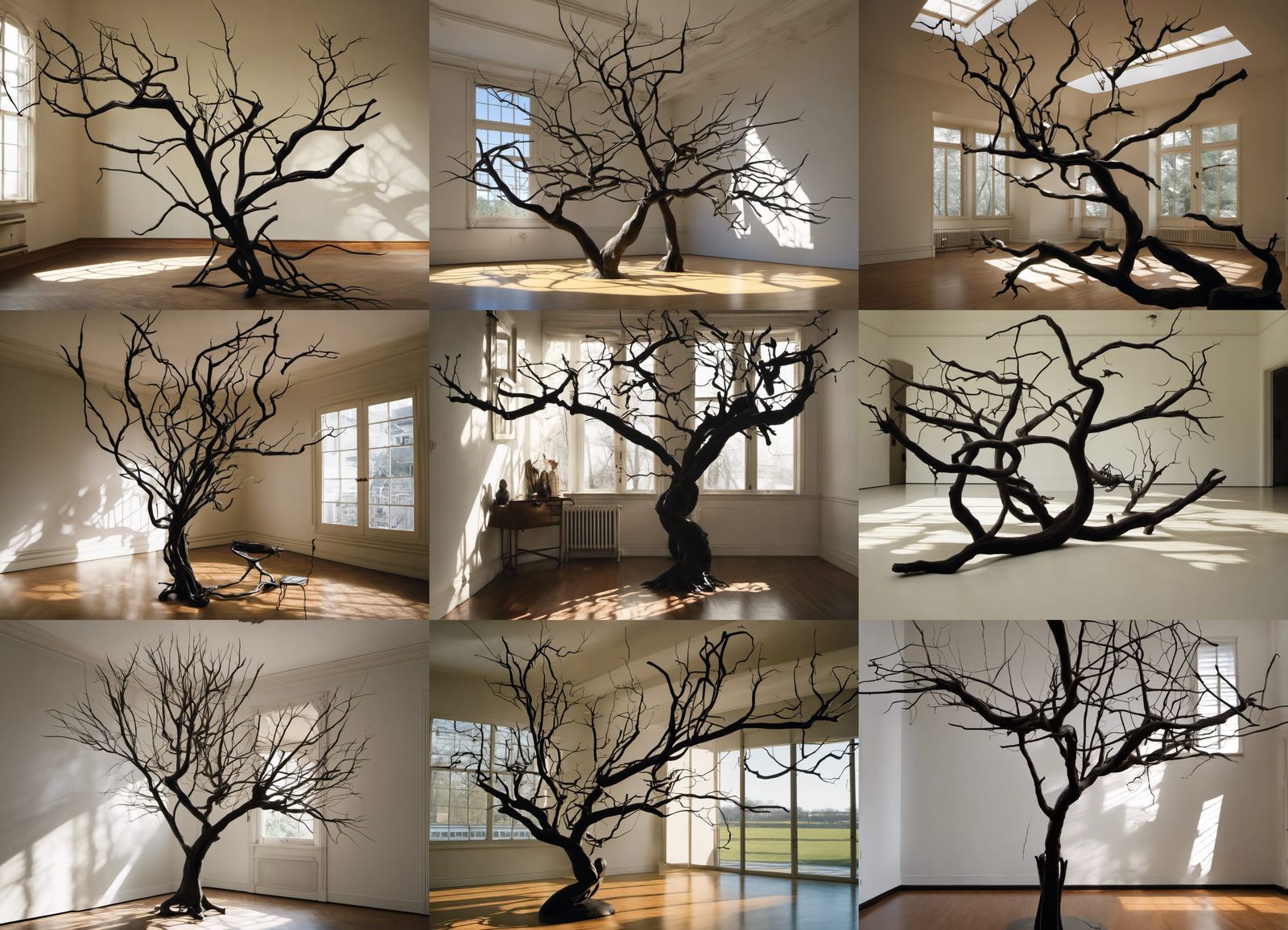 Surreal Branches Reach Indoors: Sculptural Rendering